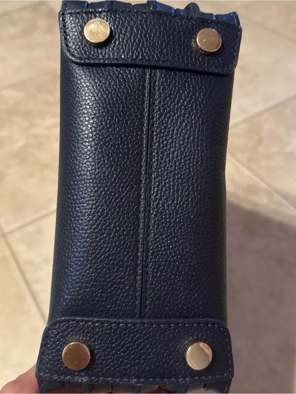 Michael Kors Black Leather MeMini Satchel with Gold Hardware